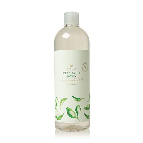 Thymes Hand Wash Refill - Scented Liquid Hand Soap Refill - Deeply Cleansing & Hydrating Formula - Plant-Based Skin Care - Clean & Invigorating Blend (Fresh-Cut Basil, 24.5 fl oz)