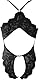 FLLAGG20 Damen Dessous Lingerie Body Nachtwäsche Pyjamas Sexy Nachthemd bodysuit Babydoll Négligé (BLACK, M)
