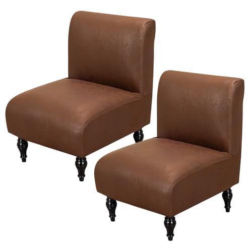 FUANGUI Armless Accent Chair Cover Slipcover, Stretch Spandex Chair Covers for Living Room Removable Washable for Armless Chair Furniture Protector