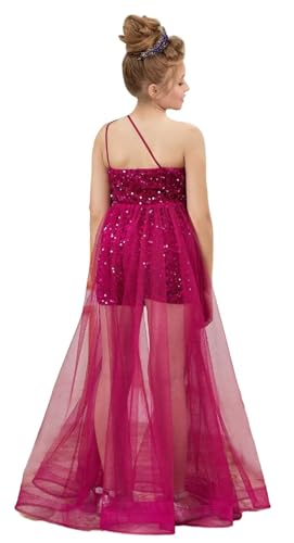 One Shoulder Pageant Dress Jumpsuits Flower Girl Dress Sequin Girls Ball Gowns Tulle Romper Maxi Dress with Cape2