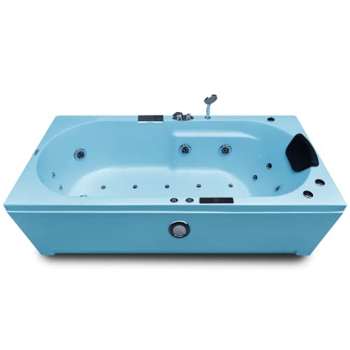 Image of Madonna Divine 5.5 ft. Bathtub with Whirlpool, Bubble and Back Massage, Filler Set and Online Heater with Digital Control Panel (Cyan Blue)