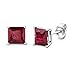 Miore Ohrring Damen Viereckige Ohrstecker mit Edelstein/Geburtsstein Rubin in rot aus Weißgold 9 Karat / 375 Gold, Ohrschmuck