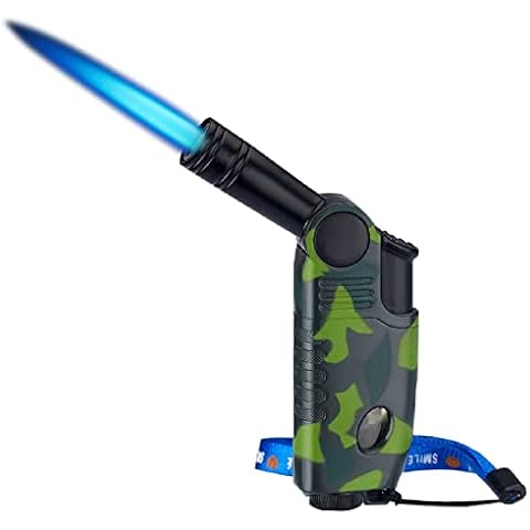 Torch Lighter, Jet Flame Butane Lighter, Flame-Spout Rotatable Outdoor Windproof Lighter, Adjustable Refillable Gas Lighter for Candle, BBQ, Camping(Butane Not Included) Cover