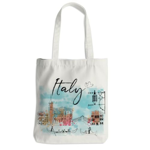 Italy Lover Tote Bag Italy Travel Souvenir Gift Beach Bag Reusable Grocery Bags Weekender Bags for...