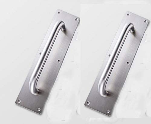 Suya 12 Inches Push Pull Door Handles Premium Commercial Sliding Barn Door Handle Pull And Push Plate Hardware Set For Front/Back Door/Mark/Restaurant/High Traffic Areas,Satin Nickel Finished(2Pcs) #TOP3