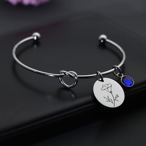 Beeshion Personalized Birth Flower Bracelet 1-12 Flowers Knot Bracelet With Birth Stone Charm Birthday Gift for Mother Women3