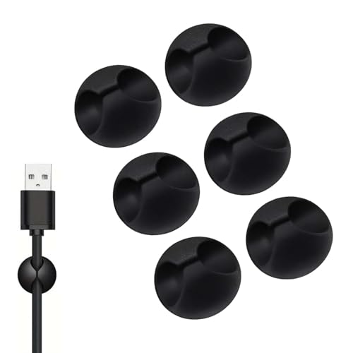 6-Pack Self-Adhesive cable tidy clips Universal Cord Organizer black