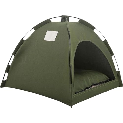 屋外用防雨キャットテント。耐久性のあるオックスフォード生地を採用し、ペット用、収納バッグ、室内シェルター、冷却器として使用可能。屋外用ペットトイレテント 折りたたみ式キャットテント。猫用トイレトレー。 (アーミーグリーン,S)
