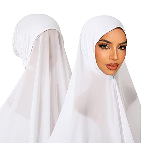 Yeieeo Instant Chiffon Hijab with Undercap Fashion Solid Color Chiffon Head Wraps Under Scarf Caps Muslim Fashion Bandage4