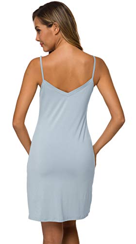 Image of AUHEGN Women's Basic Adjustable Spaghetti Strap Cami Slip Mini Dress