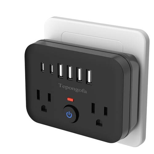 Protector Eléctrico Tepongofa con 2 Tomas, 4 Puertos USB (2 USB C), 8 Salidas en Total miniatura 1