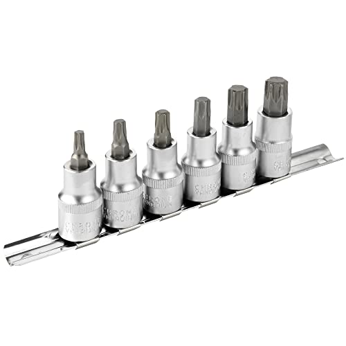 DAKCOS Bit Set Torx Jeu de douilles pour entraînement carré 1/2', douilles en CR-V, embout en S2,...