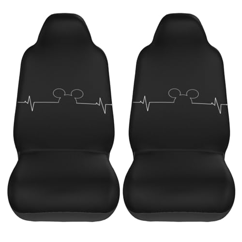 ミッキーマウス カーシートカバー 2枚セット 前席用 軽 防汚 気性 洗える 普通車 適用 フロント 軽自動車 シートカバー 背面フルカバー ブラック 運転席 助手席 車用 シート カバー アニメ グッズ キャラクター