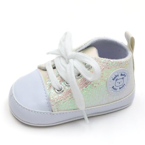 Trendy Comfortable Sequin Sneakers for Baby Boys, Lightweight Non Slip Shoes for Indoor Walking, Spring and Autumn