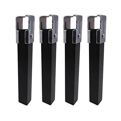 MICEL - 96400 - Juego de cuatro patas para somier, con abrazaderas, de Acero, color Negro, sin ruedas, 250 x 30 x 30 mm.