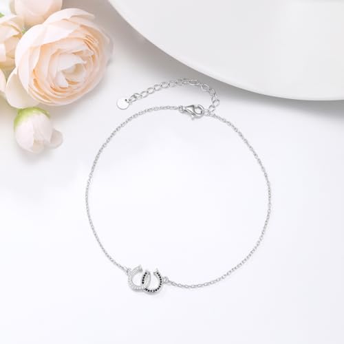 Image of 925 Sterling Silver Anklet Foot Bracelet with Crystal from Austria, Anklet Jewelry Gifts for Women 11 Inch Adjustable