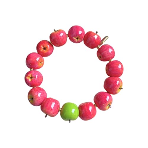 TYATVS Whimsy Twee Apple String Bracelet for Women Whimsical Apple Y2k Aesthetic 2000s Accessories (red-1)