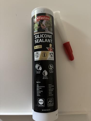 Image of XFasten Silicone Sealant Waterproof Black Cartridge, 10.1 oz (4-Pack) Black Caulking Silicone Adhesive Sealant Cartridge for RV, General Use, Window, Door, Glass, Automotive Leak Sealing