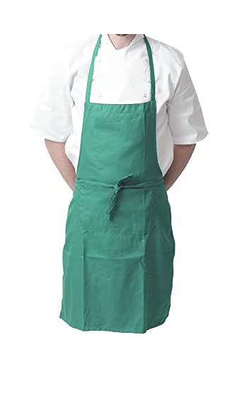 IBEX Unisex Bib Apron - No Pocket, Professional Kitchen Apron for Chefs Waiters, Cooks, Bar Staff, Catering, Forest Green