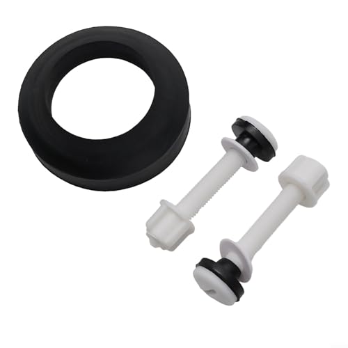 Ehlivhall Toilet Tank to Bowl Gasket Seal Kit with Close Coupling Bolts and Nuts for Bathroom Plumbing, Fit Rubber Washer Donut Seal with Conical Design and Metal Mounting Hardware