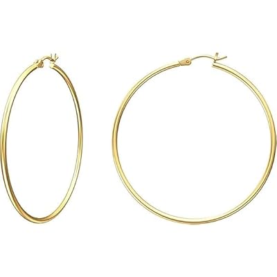 Gold Hoop Earrings for Women 14K Gold Plated, Varying sizes 20-70mm, High Polish Finish