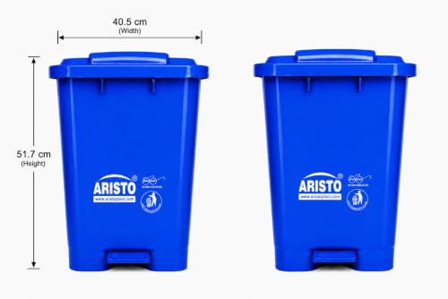 Image of ARISTO Plastic Step-On Pedal Garbage Waste Dustbins 45 Ltr (Blue,Blue) Combo