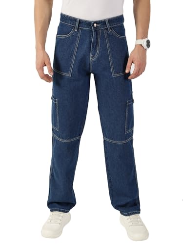 Image of Thomas Scott Mens Mid Rise Relaxed Fit Cotton Cargo Jeans