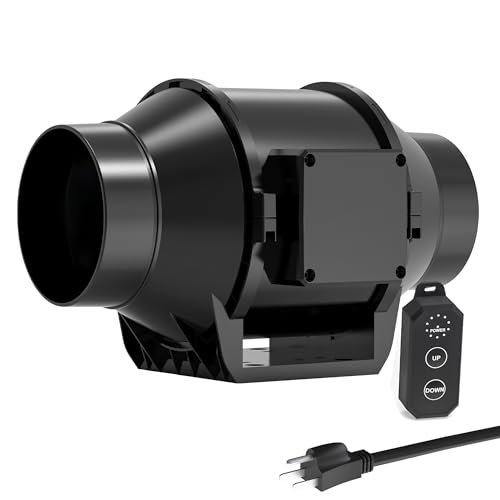 Toolazy Pro 6 Inch Inline Duct Fan, 405 CFM Quiet EC Motor Ventilation Fan with 10-Speed Controller, 31dB Low Noise Mixed-Flow Exhaust Fan for Grow Tent, Hydroponics, HVAC Duct Booster, Bathroom