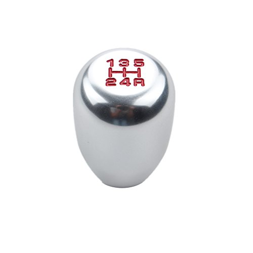 DEWHEL 5 Speed Manual Shift Knob M10x1.25 Screw On Aluminum (Silver)