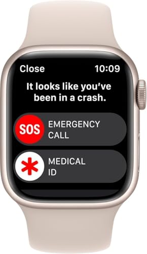 Image of Apple Watch Series 8 [GPS, 45mm] - Starlight Aluminum Case with with Starlight Sport Band, S /M (Renewed)