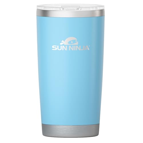 Image of SUN NINJA 20oz Tumbler, Stainless Steel Vacuum Insulated, Light Blue