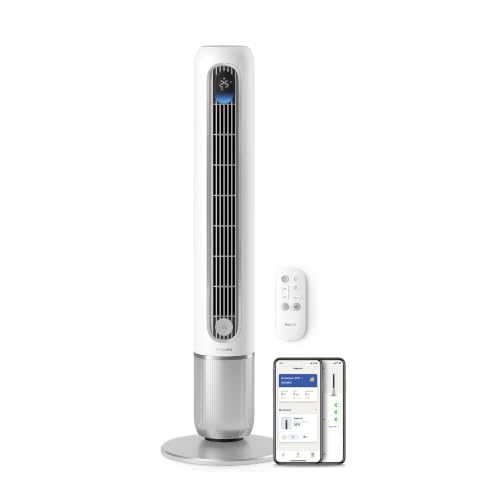 Philips Smarter Turmventilator 7000 Series 8 4 m/s stark ultraleise 22 dB energieeffizient App & Fernbedienung Wlan 12 Stufen Schlafmodus TempAnzeige 12h Timer 80 Oszillation (CX7550/00)