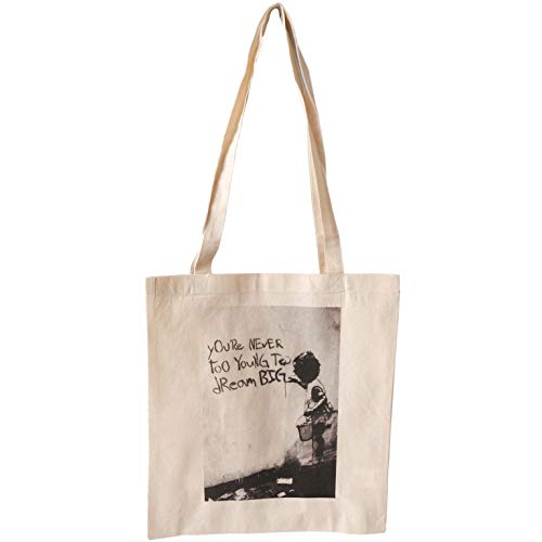 Kunstbruder Bolsa de yute con diseño de Banksy, bolsa de algodón, bolsa de la compra (dreambig)