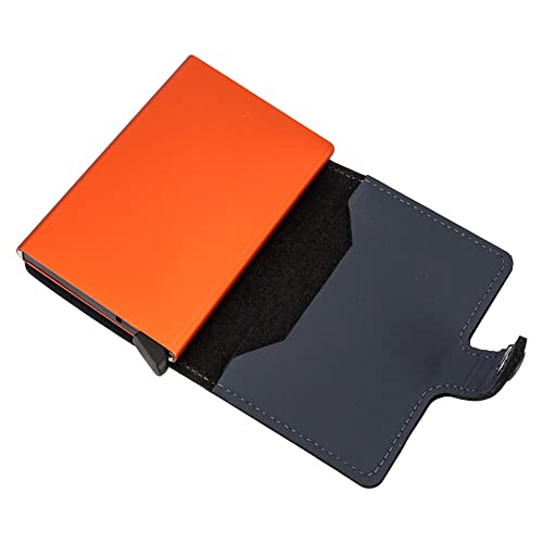 Image of SECRID - Men's Mini wallet Genuine Matte Leather With RFID Safe Card Case for max 12 cards (Night Blue & Orange), Small