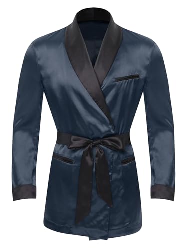 Mens Smoking Jacket Adult Kimono Bathrobe Robe with Belt for Halloween Christmas Party3