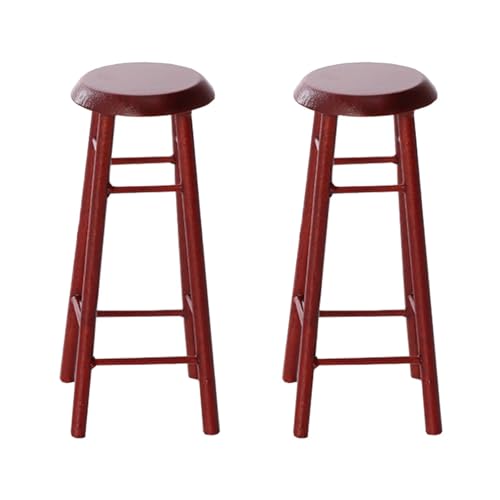 Tabourets hauts miniatures marrons au design épuré pour mini bar