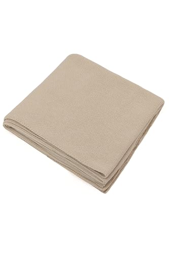 Image of Lilax Cotton Knit Receiving Blanket, Warm Cozy Swaddle Cuddle Stroller Crib Blanket for Newborns Infants & Toddlers 33.5 inch x 31.5 inch, Beige