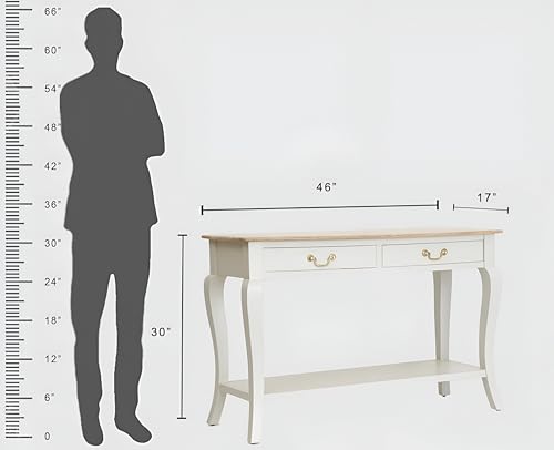 Image of Mango Wooden Console Table for Bedroom, Livingroom | Study Table with 2 Drawer &Shelf Storage, Console Table for Living Room, Dining Room, Outdoor, 46Lx17Wx30H Inches, (Matte White).