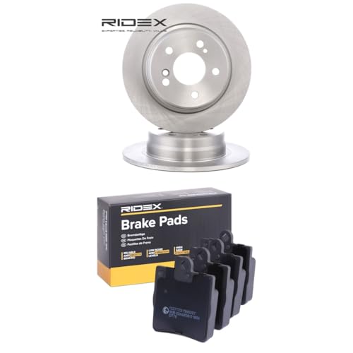 RIDEX Kit de discos de freno y pastillas 3405B2321 Eje trasero Chapa antichirridos macizo