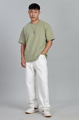 Image of FYLTR Men's Casual Textured Round Neck T-Shirt - Oversize Fit | Stretch Cotton Fabric | Half Sleeves | Soft & Stretchable | Oversized T-Shirts for Men | Loose Fit T-Shirts for Men