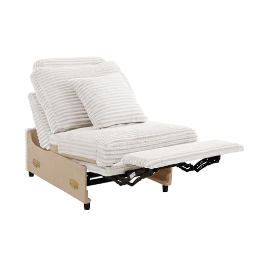 Image of RARZOE Modular Sofa Power Recliner Module, Corduroy Power Reclining Chair for Living Room Modular Sectional Sofa Couch, White