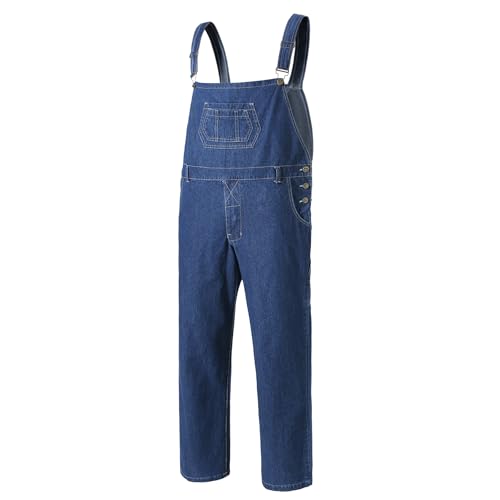 Peto de mezclilla azul con multiples bolsillos de trabajo para hombre de corte recto comodo YOUTHUP 2