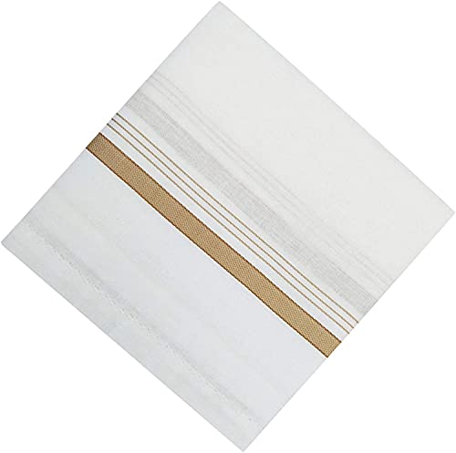 Kuber Industries Lining Design 100% Cotton Premium Collection Handkerchiefs Hanky for Men, Set of 12 (White)