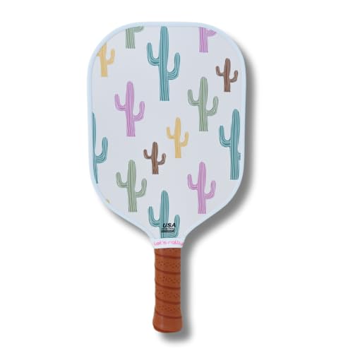 Let's Rally USAPA Approved Fiberglass Pickleball Paddle – Cute Pickleball Paddle for Women, Indoor & Outdoor Pickleball Rackets (Desert Oasis)