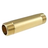 SDTC Tech Brass Pipe Fitting Long Nipple, 3/4 NPT Male x 3/4 NPT Male Thread Cast Straight Extender Connector, 4' Length Brass Nipple for Fuel, Air, Water, Boat, Gas, Oil (1 PCS)