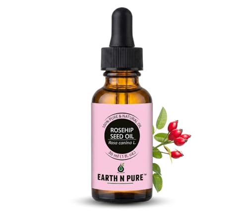 Image of Earth N Pure Rosehip Seed Oil | 100% Pure Natural Cold Pressed Carrier Oil | Premium Quality for Face, Hair, Skin, Nails, Body Massage & DIY Beauty Care | Hexane Free | 30ml