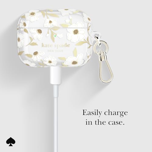 Image of kate spade new york AirPods Pro 3 Protective Case with Keychain Ring Clip - Sunshine Floral, Compatible with AirPods Pro 3rd Generation