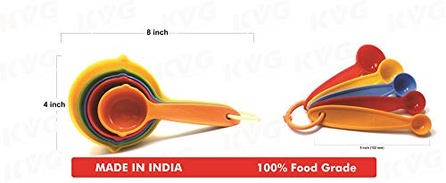 Image of Simran Handicrafts KVG Measuring Cups and Spoons Metric Measurement for Baking / Cooking, Food Grade (Set of 10)