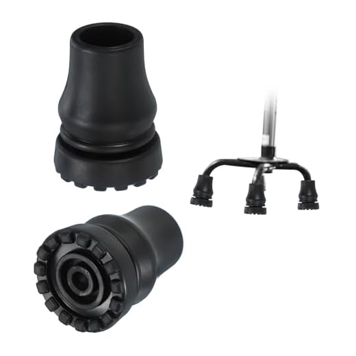 PATIKIL Quad Cane Tips 3/4 Inch, 2 Pcs Non-Slip Rubber Walking Cane Accessories Replacement Foot for Standing Stick Women Men Seniors, Black(Style 4)