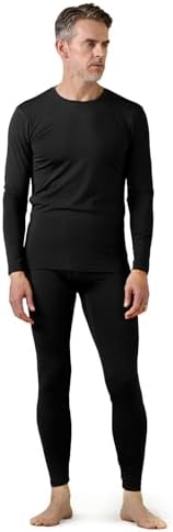 LAPASA Men's Thermal Underwear Set Fleece Lined Long Sleeve Top & Bottom Wicking Long Johns for Winter Traveling Ski M11